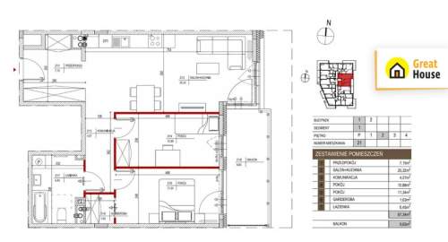 BELLA VISTA - 67,5m2 - 3 pok, POD KLUCZ