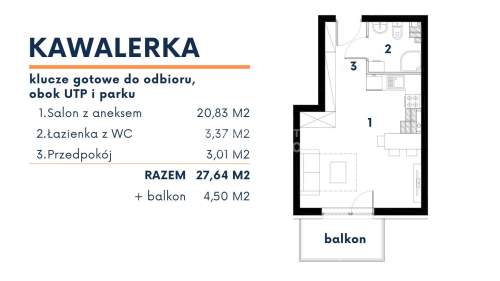 Przy U T P, kawalerka. Umów się na drzwi otwarte 