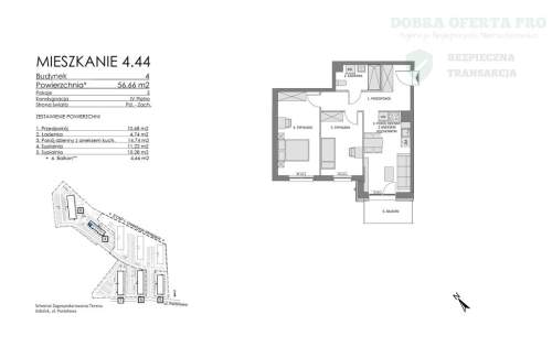 Bez czekania 3pok 56.66m2 balkon 4.66m2 Płd-Zach.