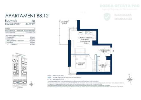 Gotowe 2 pokoje 30.49m2 balkon 6.09m2 NWS