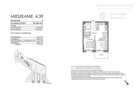 Bez czekania 2 pok 35.48m2 balkon 4.7m2 Płd-Zach.